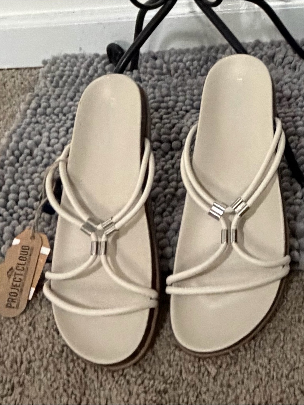 Women's project cloud Cream Strap Casual Sandals